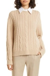 TWP COLLAR DETAIL LONG SLEEVE CASHMERE SWEATER