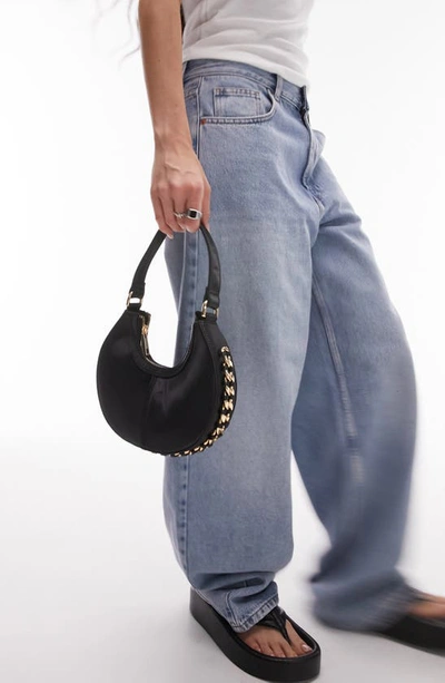 Topshop Selin Scoop Shoulder Bag In Black