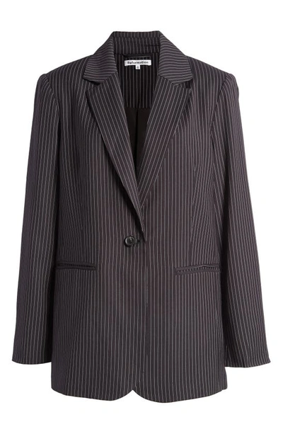 Reformation Classic Relaxed Notch Lapel Blazer In Black And White Stripe