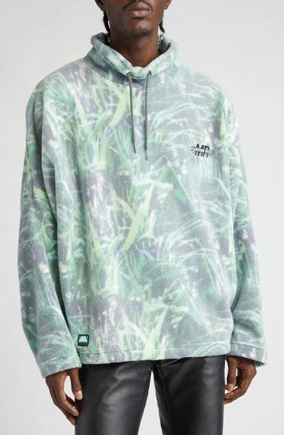 Martine Rose Green Grass Print Fleece Hoodie