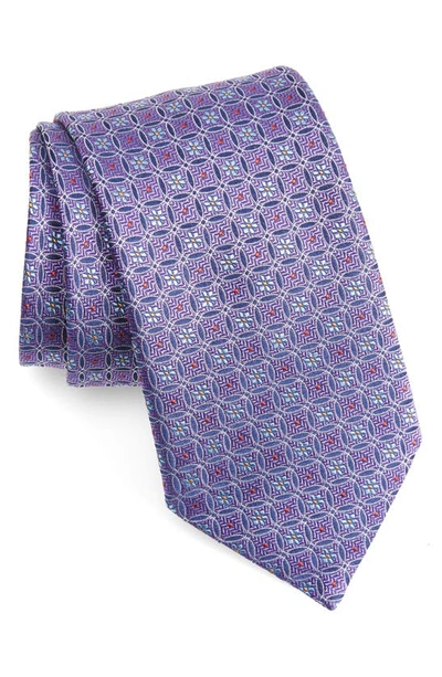 Eton Men's Floral Circle-print Silk Tie In Dark Purple