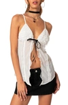 Edikted Women's Linette Lacey Sheer Split Front Top In White