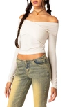 EDIKTED EDIKTED CROSSOVER OFF THE SHOULDER LONG SLEEVE TOP