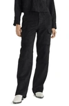 Rag & Bone Wide-leg Jeans In Blkfx Suede