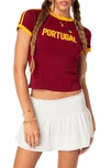 Edikted Portugal Ringer T-shirt In Burgundy