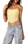 Edikted Evangeline Strapless Mesh Corset Top In Yellow