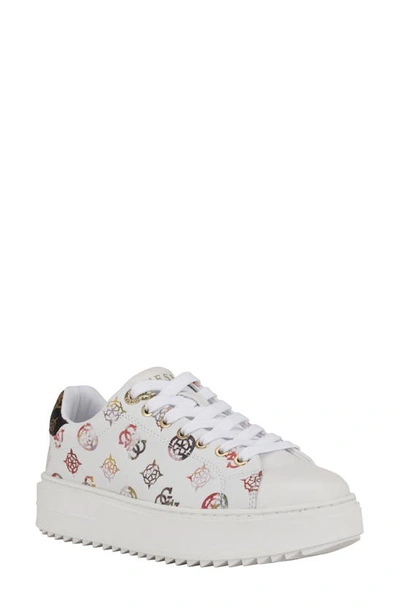 Guess Women's Denesa Tread Bottom Logo Fashion Sneakers Women's Shoes In White Multi