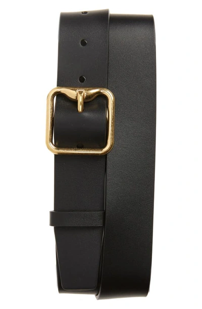 Burberry B Buckle 皮质腰带 In Black/gold