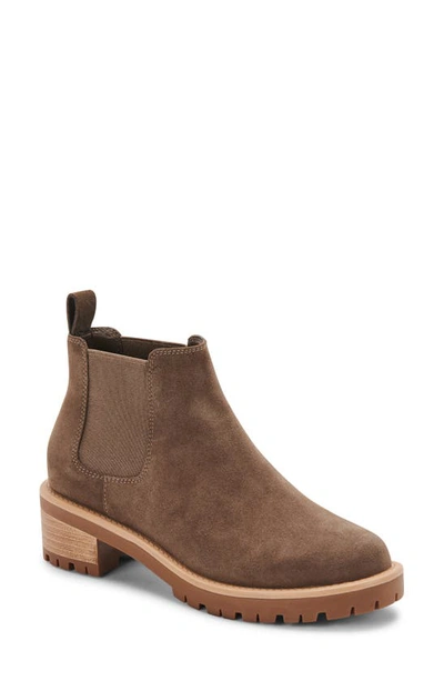 Blondo Mayes Waterproof Chelsea Boot In Dark Taupe Suede