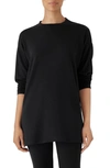Eileen Fisher Petite Long-sleeve Fine Jersey Crewneck Tunic In Black