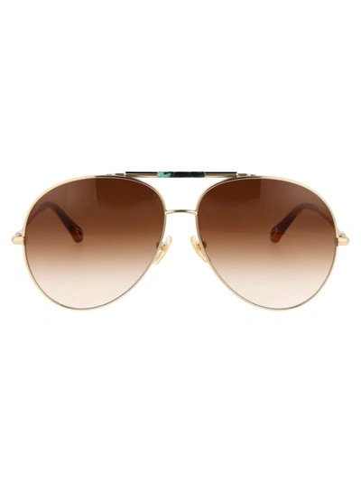 Chloé Ch0113s Sunglasses In 002 Gold Gold Brown