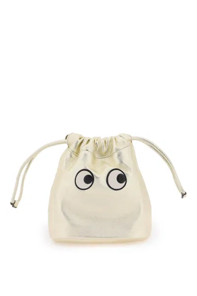 Anya Hindmarch Eyes Drawstring Pouch In Light Gold (gold)