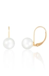 Splendid Pearls Freshwater Pearl Lever Back Earrings In Natural White