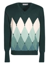 Ballantyne Beige/dark Green Long-sleeve Jumper In Green