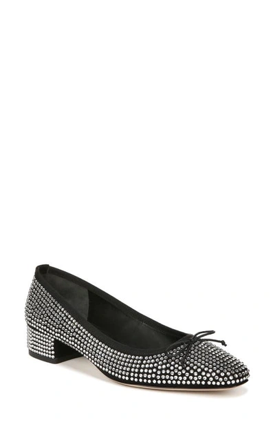 Veronica Beard Cecile Crystal Bow Ballerina Flats In Black & Clear