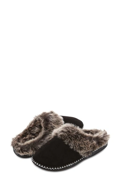 Floopi Indoor/outdoor Faux Fur Lined Slipper In Black