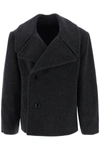 LEMAIRE LEMAIRE DOUBLE-BREASTED PEACOAT IN MELANGE WOOL