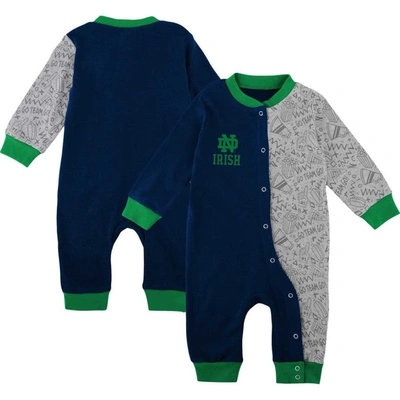 OUTERSTUFF NEWBORN & INFANT NAVY NOTRE DAME FIGHTING IRISH PLAYBOOK TWO-TONE FULL-SNAP JUMPER