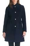 Kate Spade Women's Single-breasted Imitation Pearl-button Wool Blend Coat In Midnight Navy