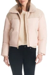 Kate Spade Crop Tweed Mix Media Puffer Jacket In Light Pink