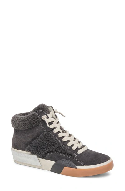 Dolce Vita Women's Zilvia Plush Lace Up Zip High Top Trainers In Grey