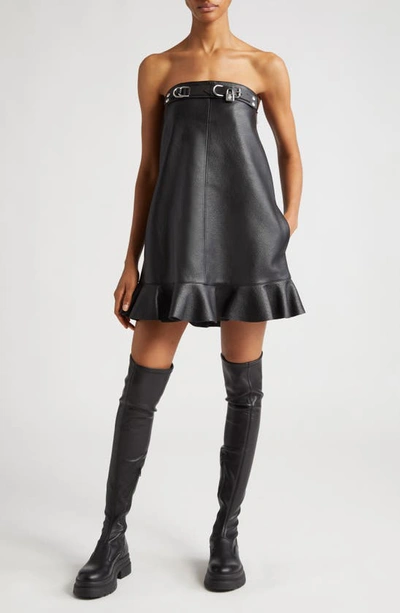 Jw Anderson Padlock-strap Leather Dress In Black