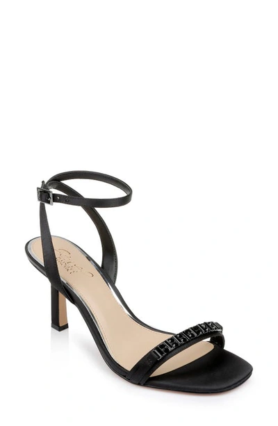 Jewel Badgley Mischka Women's Veronika Ankle Strap Evening Sandals In Black Satin