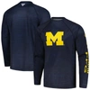 COLUMBIA COLUMBIA  NAVY MICHIGAN WOLVERINES PFG TERMINAL TACKLE OMNI-SHADE RAGLAN LONG SLEEVE T-SHIRT