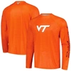 COLUMBIA COLUMBIA  ORANGE VIRGINIA TECH HOKIES PFG TERMINAL TACKLE OMNI-SHADE RAGLAN LONG SLEEVE T-SHIRT