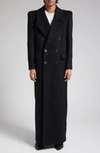 Saint Laurent Oversize Double Breasted Wool Martingale Coat In Noir/ Profond