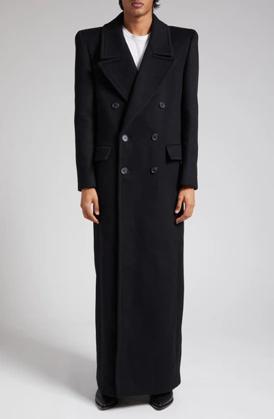 Saint Laurent Oversize Double Breasted Wool Martingale Coat In Noir Profond