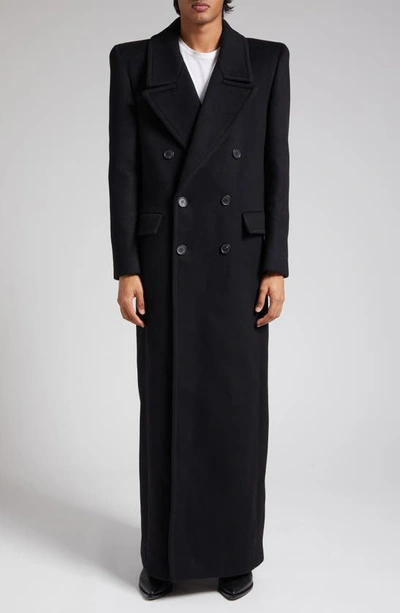 SAINT LAURENT OVERSIZE DOUBLE BREASTED WOOL MARTINGALE COAT