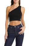 Ag X Emrata Miranda One-shoulder Crop Top In True Black