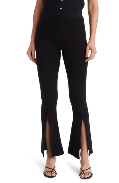 Ag Flare Leg Split Hem Trousers In True Black