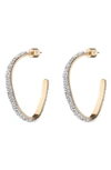 Demarson Calypso 12k Goldplated & Crystal-lined Mini Curved Hoop Earrings In Gold/white/crystal