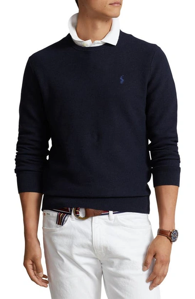 Polo Ralph Lauren Honeycomb-knit Cotton Sweater In Blue