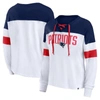 Fanatics Women's  White, Navy New England Patriots Even Match Lightweight Lace-up Long Sleeve Top In White