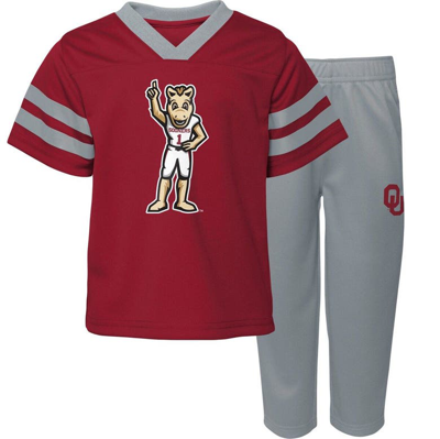 Outerstuff Babies' Infant Crimson Oklahoma Sooners Two-piece Red Zone Jersey & Pants Set In White