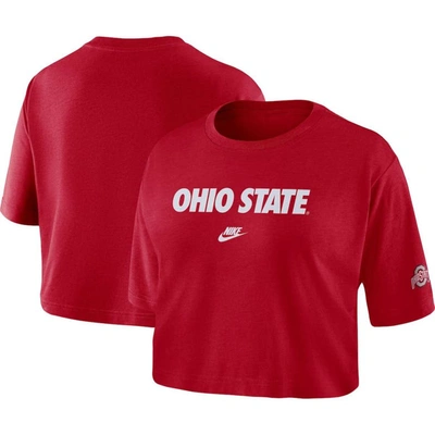 Nike Ohio State Legacy  Women's College Cropped Crew-neck T-shirt In Red