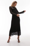 TOPSHOP LACE OVERLAY LONG SLEEVE DRESS