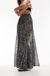 Topshop Printed Sheer Maxi Skirt In Monochrome-multi In Black Multi