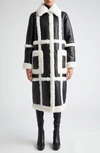 STAND STUDIO PATRICE FAUX LEATHER COAT WITH FAUX SHEARLING TRIM