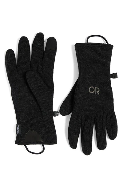Outdoor Research Flurry Touchscreen Compatible Wool Blend Gloves In Black