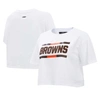 PRO STANDARD PRO STANDARD WHITE CLEVELAND BROWNS NEW HELMET CAPSULE CROPPED T-SHIRT