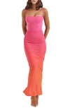 House Of Cb Calista Ombr Mesh Cocktail Dress In Ombre Flame To Pink |  ModeSens