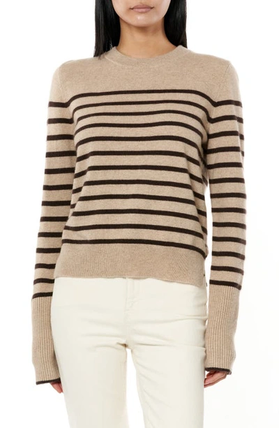 La Ligne Fitted Lean Lines Jumper In Tan / Chocolate