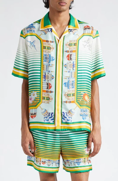 Casablanca White Monuments-print Silk Shirt In Multicolour