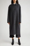 Totême Toteme Relaxed Fit Longline Double Face Wool Car Coat In Charcoal Melange
