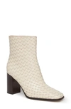 Paige Frances Woven Leather Ankle Booties In Bone
