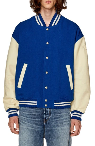 Diesel L-franz Colour-block Bomber Jacket In Blue